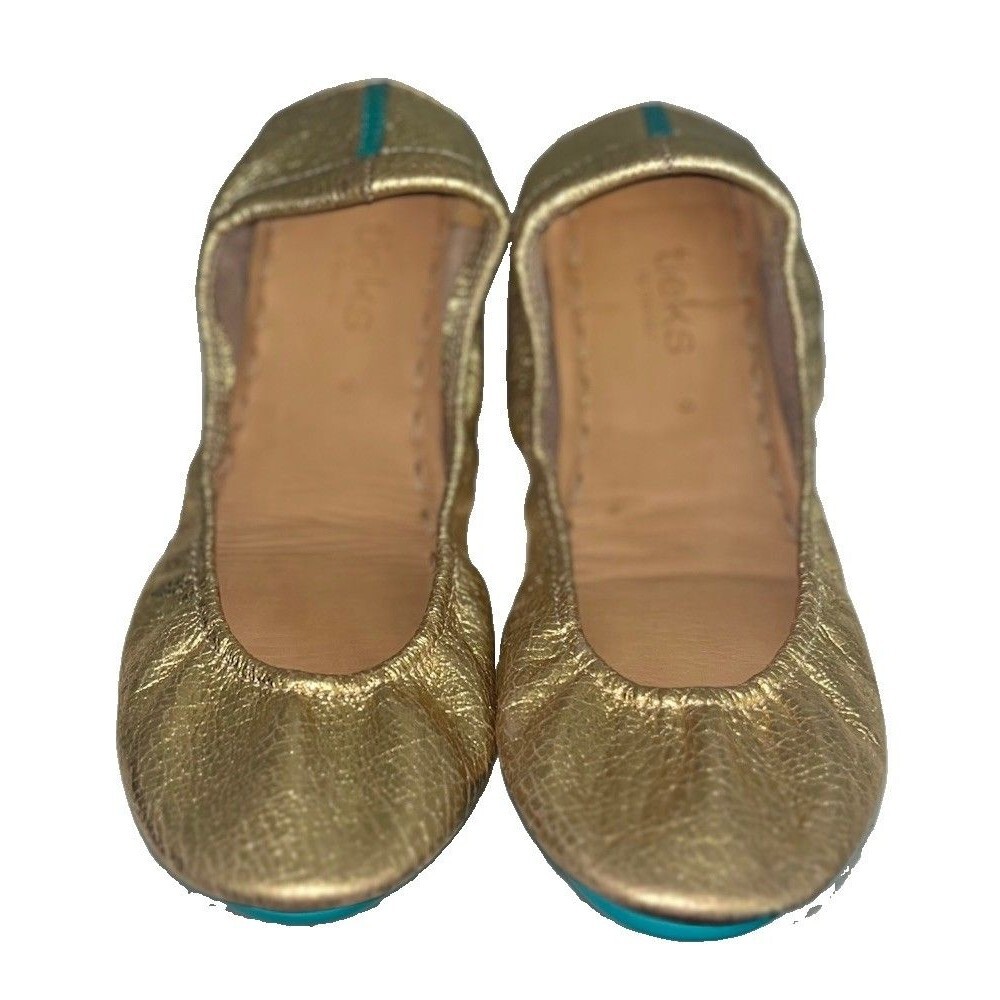 Tieks by Gavrieli Women's Ballet Flat Size 9 Golden Glitz Folding *SEE CONDITION